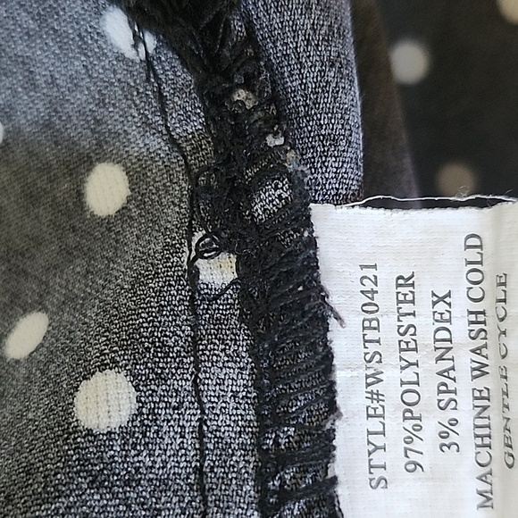 Notations Black and White Polka Dot Blouse with Straight Collar and Long Sleeves - Picture 13 of 13